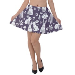 Easter Bunny Pattern Velvet Skater Skirt by Valentinaart