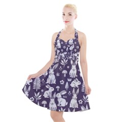 Easter Bunny Pattern Halter Party Swing Dress  by Valentinaart