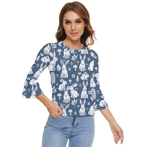 Easter Bunny Pattern Bell Sleeve Top by Valentinaart