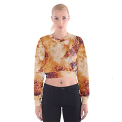 Burnt Paper Texture Print Design Cropped Sweatshirt by dflcprintsclothing