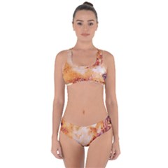 Burnt Paper Texture Print Design Criss Cross Bikini Set by dflcprintsclothing