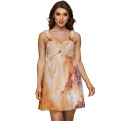 Burnt Paper Texture Print Design Ruffle Strap Babydoll Chiffon Dress by dflcprintsclothing