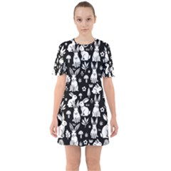 Easter Bunny Pattern Sixties Short Sleeve Mini Dress by Valentinaart