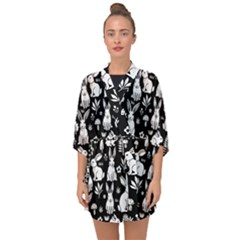 Easter Bunny Pattern Half Sleeve Chiffon Kimono by Valentinaart