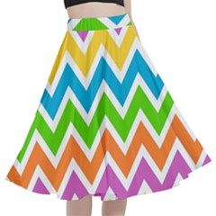 Chevron Pattern Design Texture A-line Full Circle Midi Skirt With Pocket by Anend