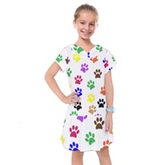Pawprints Paw Prints Paw Animal Kids  Drop Waist Dress by Anend