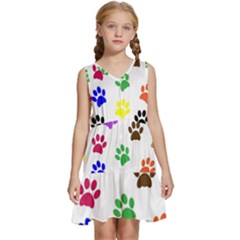 Pawprints Paw Prints Paw Animal Kids  Sleeveless Tiered Mini Dress by Anend