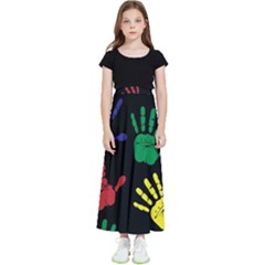 Handprints Hand Print Colourful Kids  Flared Maxi Skirt by Anend