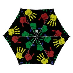 Handprints Hand Print Colourful Automatic Folding Umbrella With Case (small) by Anend