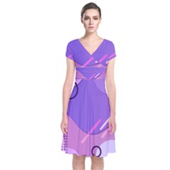 Colorful Labstract Wallpaper Theme Short Sleeve Front Wrap Dress by Anend