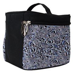 Blue Black Snake Pattern Make Up Travel Bag (small) by DinkovaArt