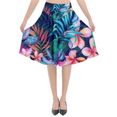 Hawaiian Flowers Hawaii Flared Midi Skirt by Cemarart