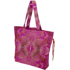 Tondo Symmetry Drawstring Tote Bag by kaleidomarblingart