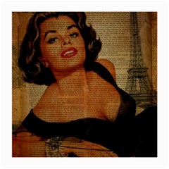 Vintage Newspaper Print Pin Up Girl Paris Eiffel Tower Glasses Cloth (medium) by chicelegantboutique