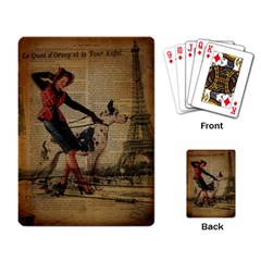 Paris Girl And Great Dane Vintage Newspaper Print Sexy Hot Gil Elvgren Pin Up Girl Paris Eiffel Towe Playing Cards Single Design by chicelegantboutique