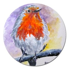 Robin Red Breast Magnet 5  (round) by ArtByThree