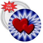 Love 3  Button (100 pack) Front