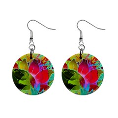 Floral Abstract 1 Mini Button Earrings by MedusArt