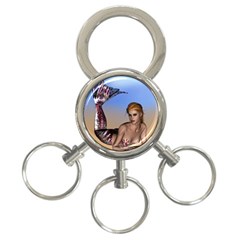 Mermaid On The Beach  3-ring Key Chain by goldenjackal