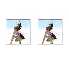Fairy Sitting On A Mushroom Cufflinks (square) by goldenjackal