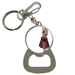 Steampunk Style Girl Wearing Red Dress Bottle Opener Key Chain by goldenjackal