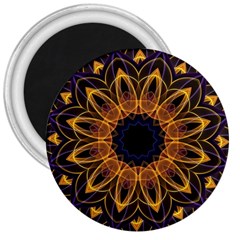 Yellow Purple Lotus Mandala 3  Button Magnet by Zandiepants
