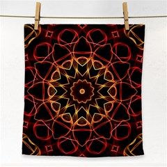 Yellow And Red Mandala Face Towel by Zandiepants