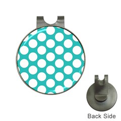 Turquoise Polkadot Pattern Hat Clip With Golf Ball Marker by Zandiepants