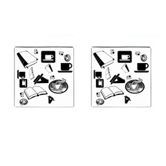 Books And Coffee Cufflinks (square) by StuffOrSomething