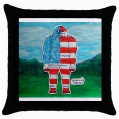 Painted Flag Big Foot Aust Black Throw Pillow Case by creationtruth