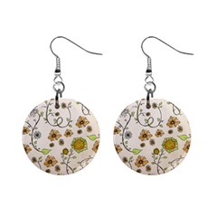Yellow Whimsical Flowers  Mini Button Earrings by Zandiepants