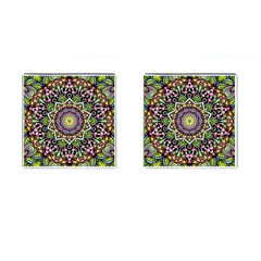 Psychedelic Leaves Mandala Cufflinks (square) by Zandiepants