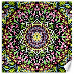 Psychedelic Leaves Mandala Canvas 16  X 16  (unframed) by Zandiepants