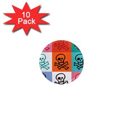 Skull 1  Mini Button Magnet (10 Pack) by Siebenhuehner