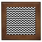 Black And White Zigzag Framed Ceramic Tile Front