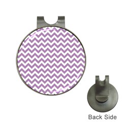 Lilac And White Zigzag Hat Clip With Golf Ball Marker by Zandiepants