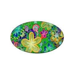 Beautiful Flower Power Batik Sticker (oval) by rokinronda