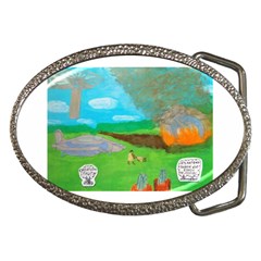 Atlantean Super Jet Crash 11,000 B C  Belt Buckle (oval) by creationtruth