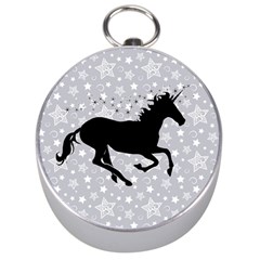 Unicorn On Starry Background Silver Compass by StuffOrSomething