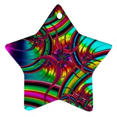 Abstract Neon Fractal Rainbows Star Ornament by StuffOrSomething