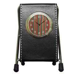 Festive Stripe Stationery Holder Clock by Colorfulart23