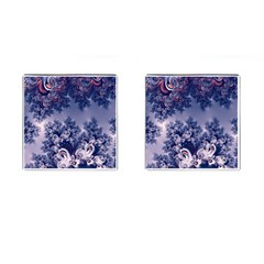 Pink And Blue Morning Frost Fractal Cufflinks (square) by Artist4God