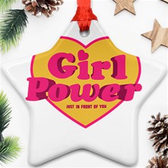 Girl Power Heart Shaped Typographic Design Quote Star Ornament by dflcprints