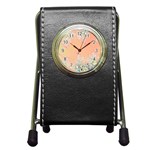 Peach Spring Frost On Flowers Fractal Stationery Holder Clock Front