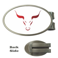 Stylized Symbol Red Bull Icon Design Money Clip (oval) by rizovdesign