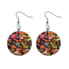 Colorful Pixels 1  Button Earrings by LalyLauraFLM
