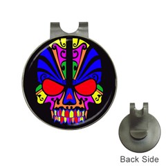 Skull In Colour Hat Clip With Golf Ball Marker by icarusismartdesigns