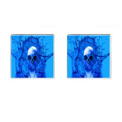 Alien Blue Cufflinks (square) by icarusismartdesigns