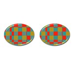 Squares in retro colors Cufflinks (Oval) Front(Pair)