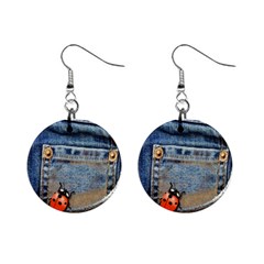 Blue Jean Lady Bug Mini Button Earrings by TheWowFactor